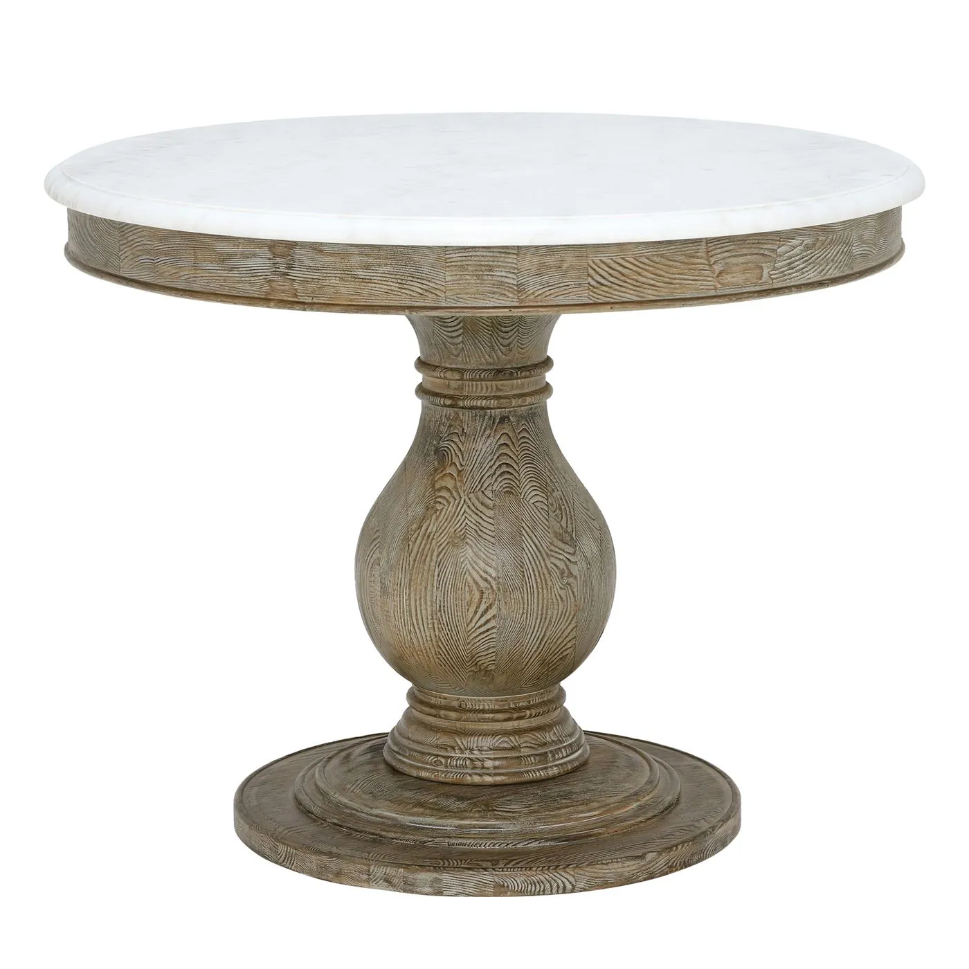 Woolton Round Dining Table, White Marble and Earl Grey