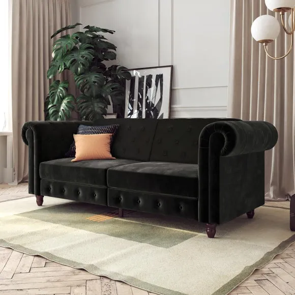 Felix Velvet Chesterfield Double Sofa Bed 3