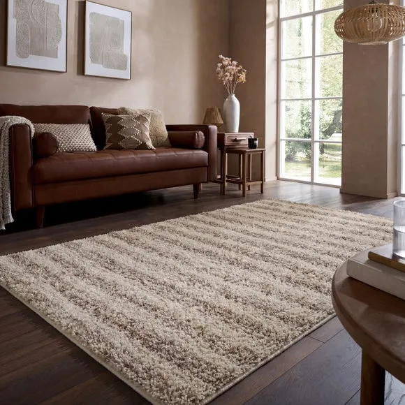 Arven Striped Wool-Look Shaggy Rug 1