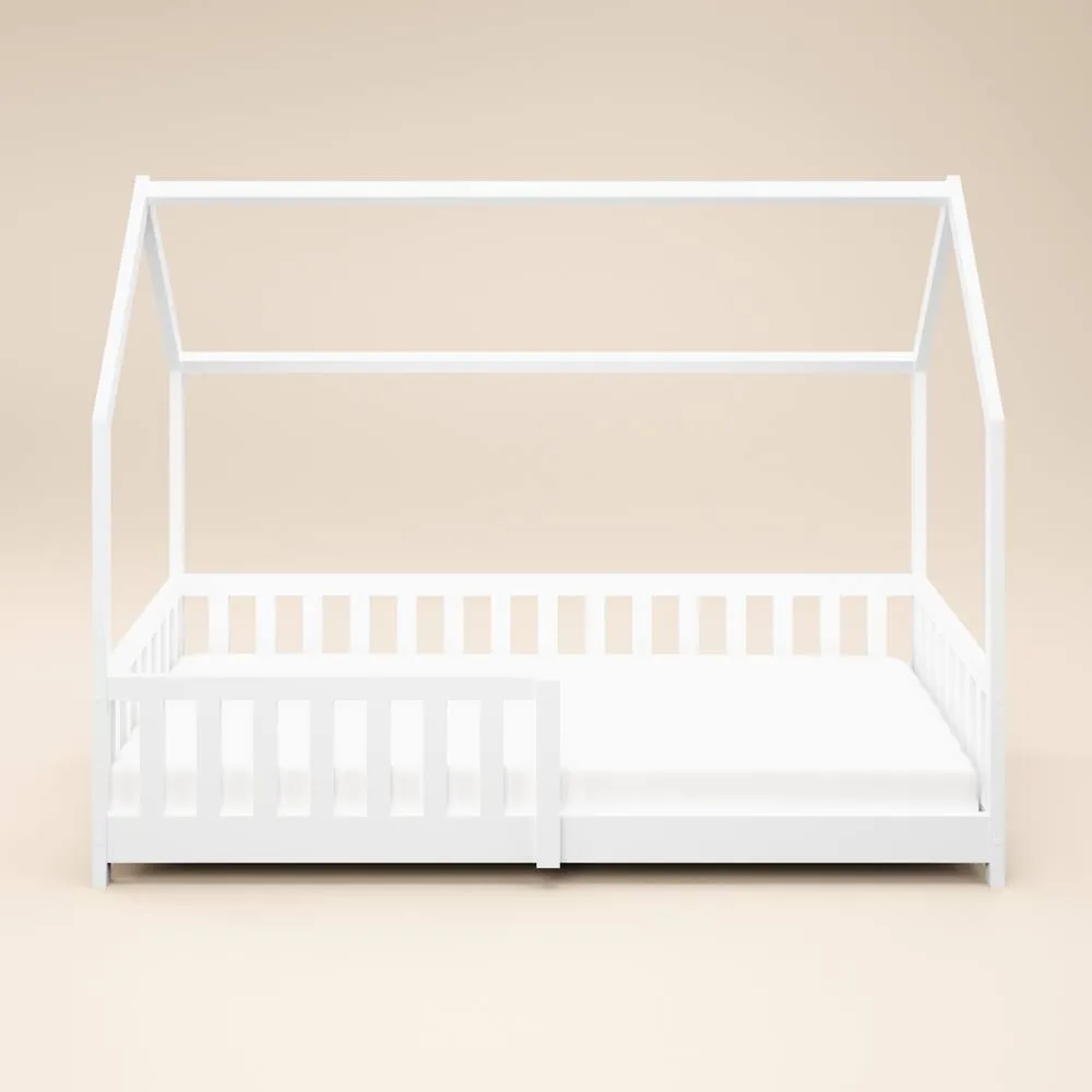 Flair Explorer Wooden Playhouse Bed with Rails in White 4