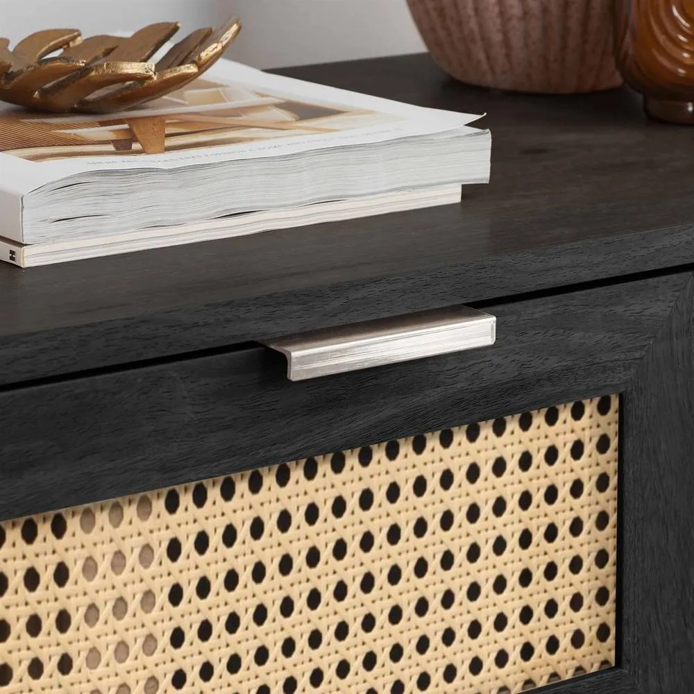 Birlea Rattan 5 Chest of Drawers Sark Black Mid Century Modern 4