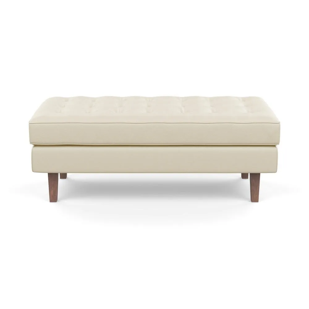 Heal's Hepburn Ottoman Leather Grain Storm 006 Walnut Feet 3