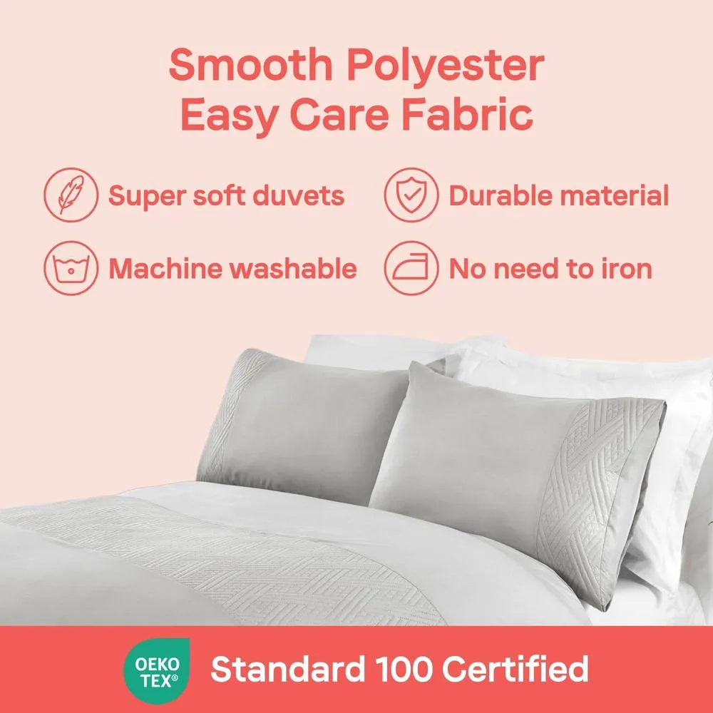 Rapport Home Nova Pinsonic Polyester Luxury Duvet Cover Set with Pillowcase in Grey 6