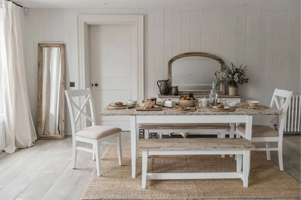 Statement Furniture Florence Rectangle Extendable Kitchen Dining Table in White 1