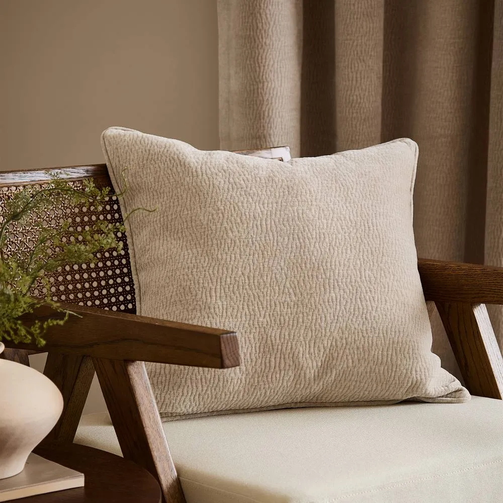 Yard Heath Washed Velvet Textured Cushion Linen 50 X 50Cm, Cream