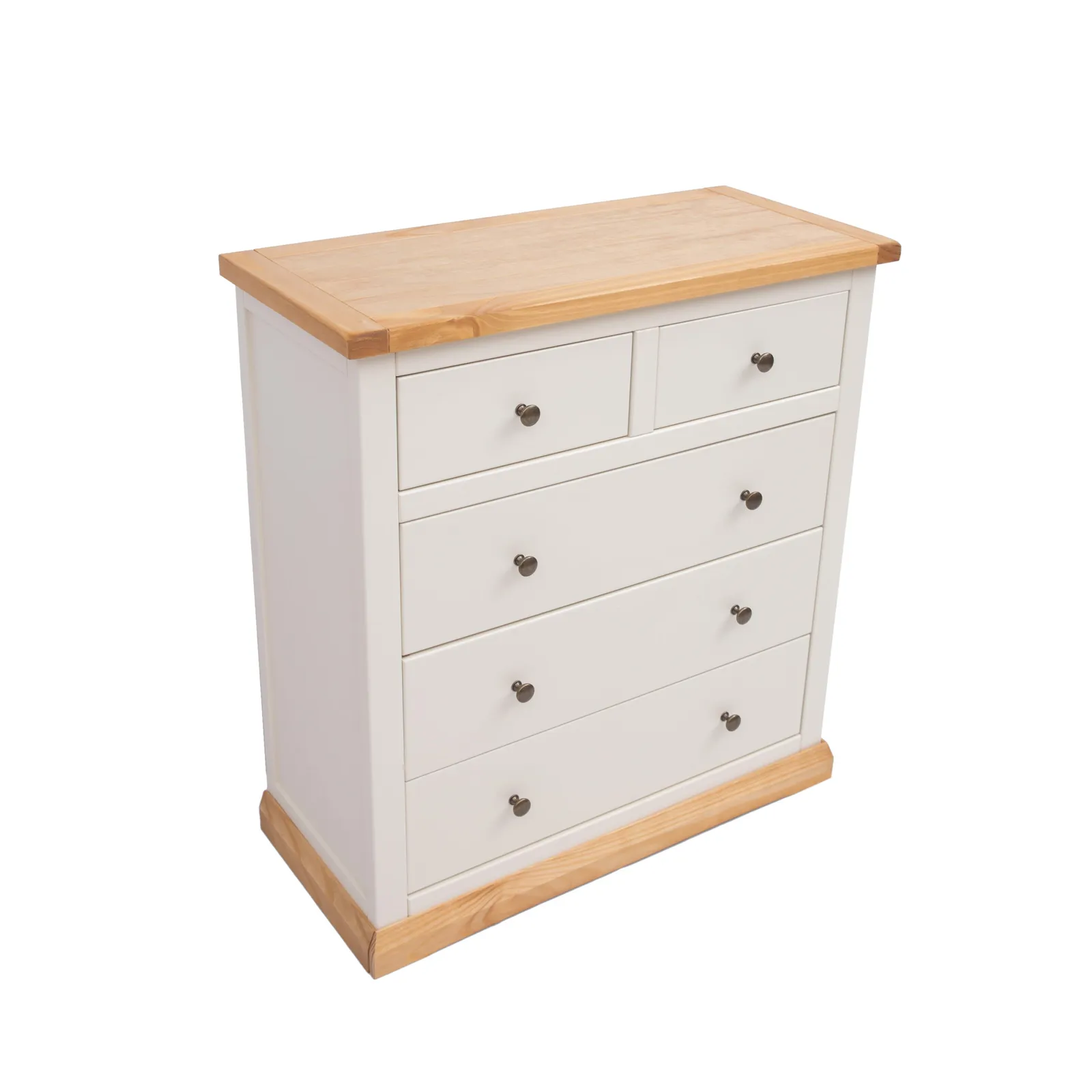Cabinet Bits Trevi 5 Drawer Chest of Drawers Brass Knob in Off-White 3