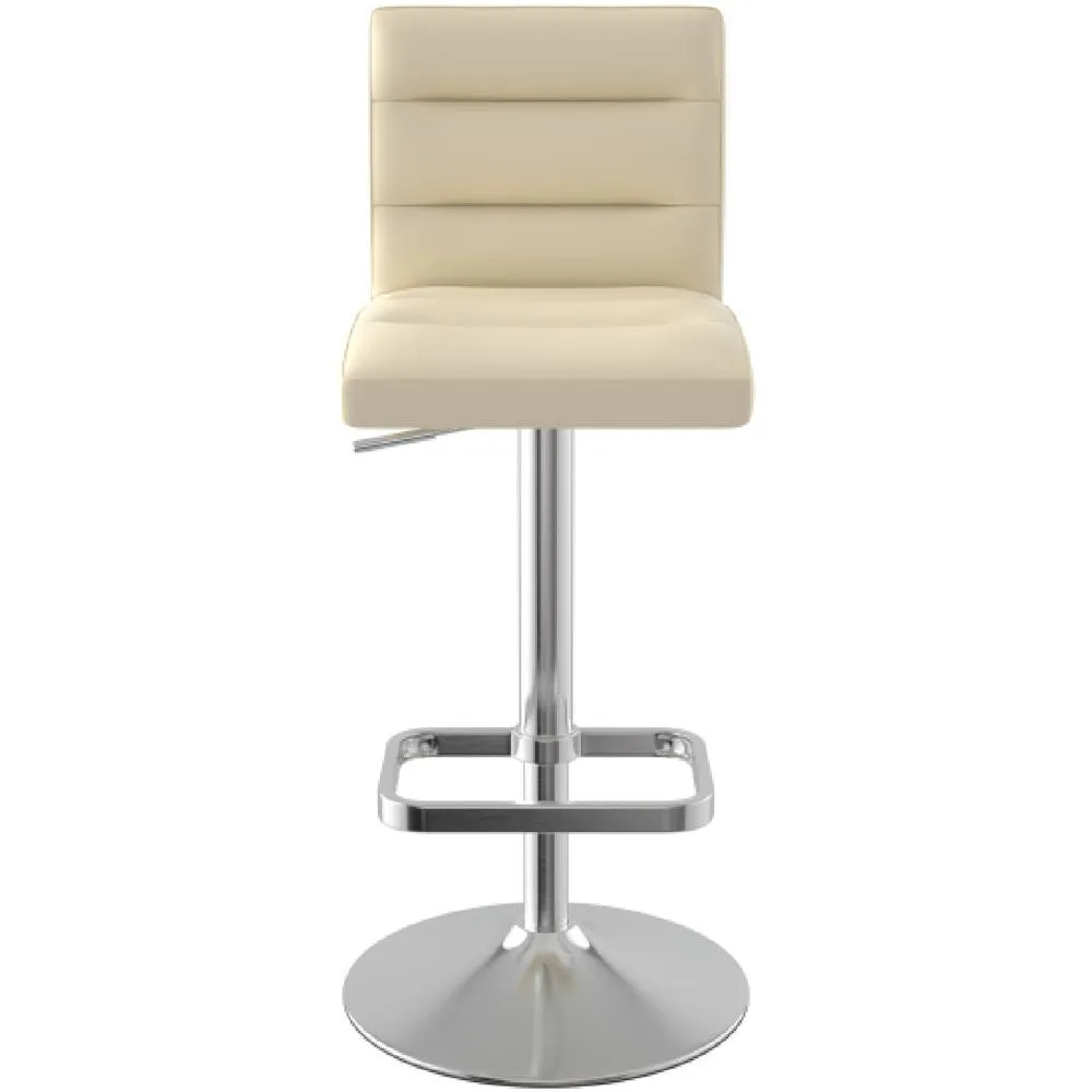 netfurniture Swank Brushed Steel Bar Stool With Faux Leather Padded Seat Cream 2