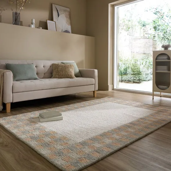 Hugo Checked Border Wool Rug 1