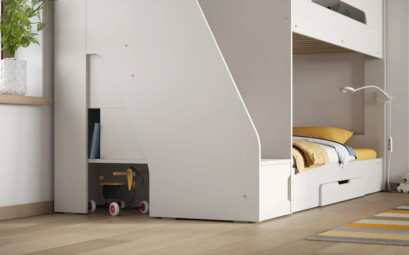 Flair Slick Staircase Bunk Bed with Storage in White 5