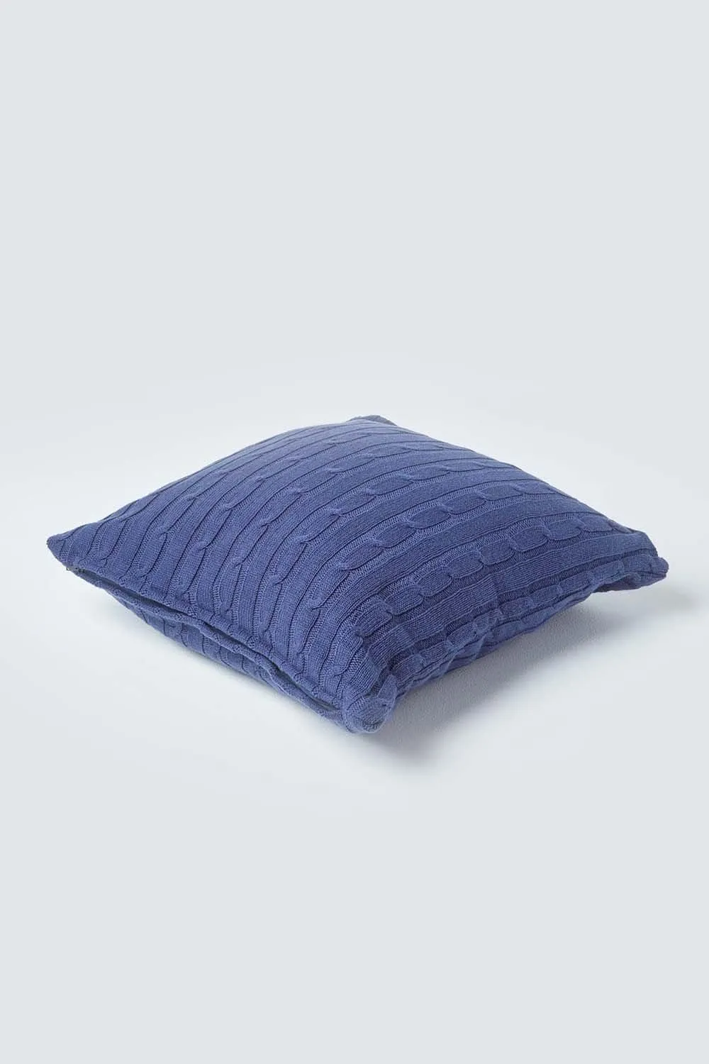 Homescapes Cotton Cable Knit Cushion Cover, 45 x 45 cm in Navy 3