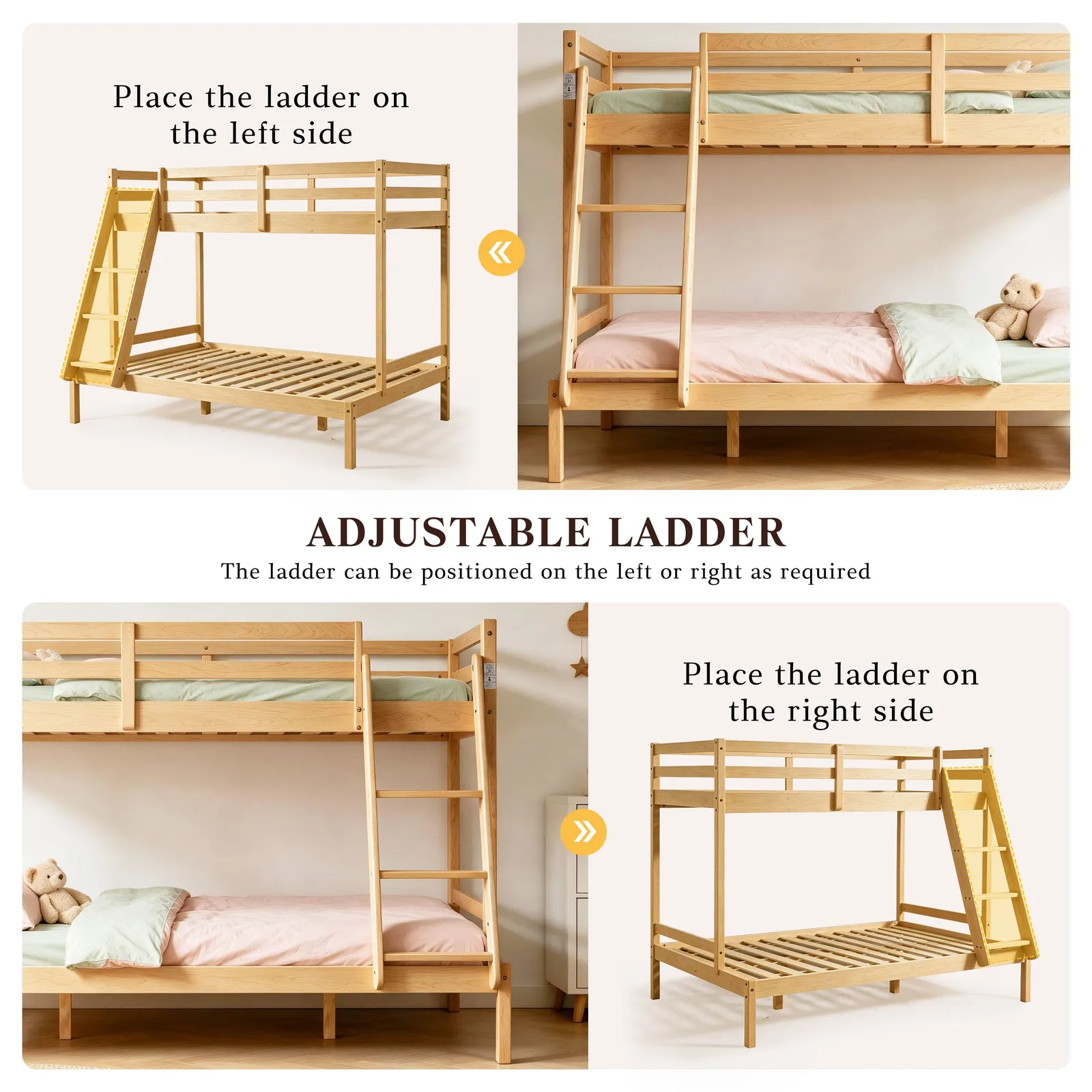 Comfy Living Ltd Wooden Triple Bunk 3ft/4ft In Various Colours in Natural 5