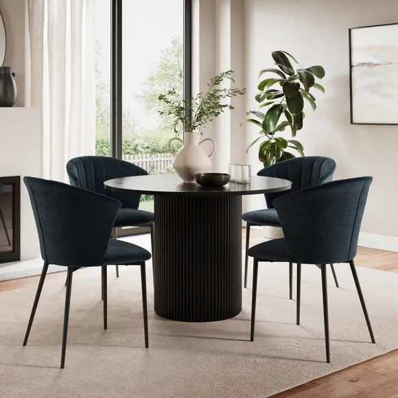 Kendall Dining Chair with Black Legs, Chenille 2