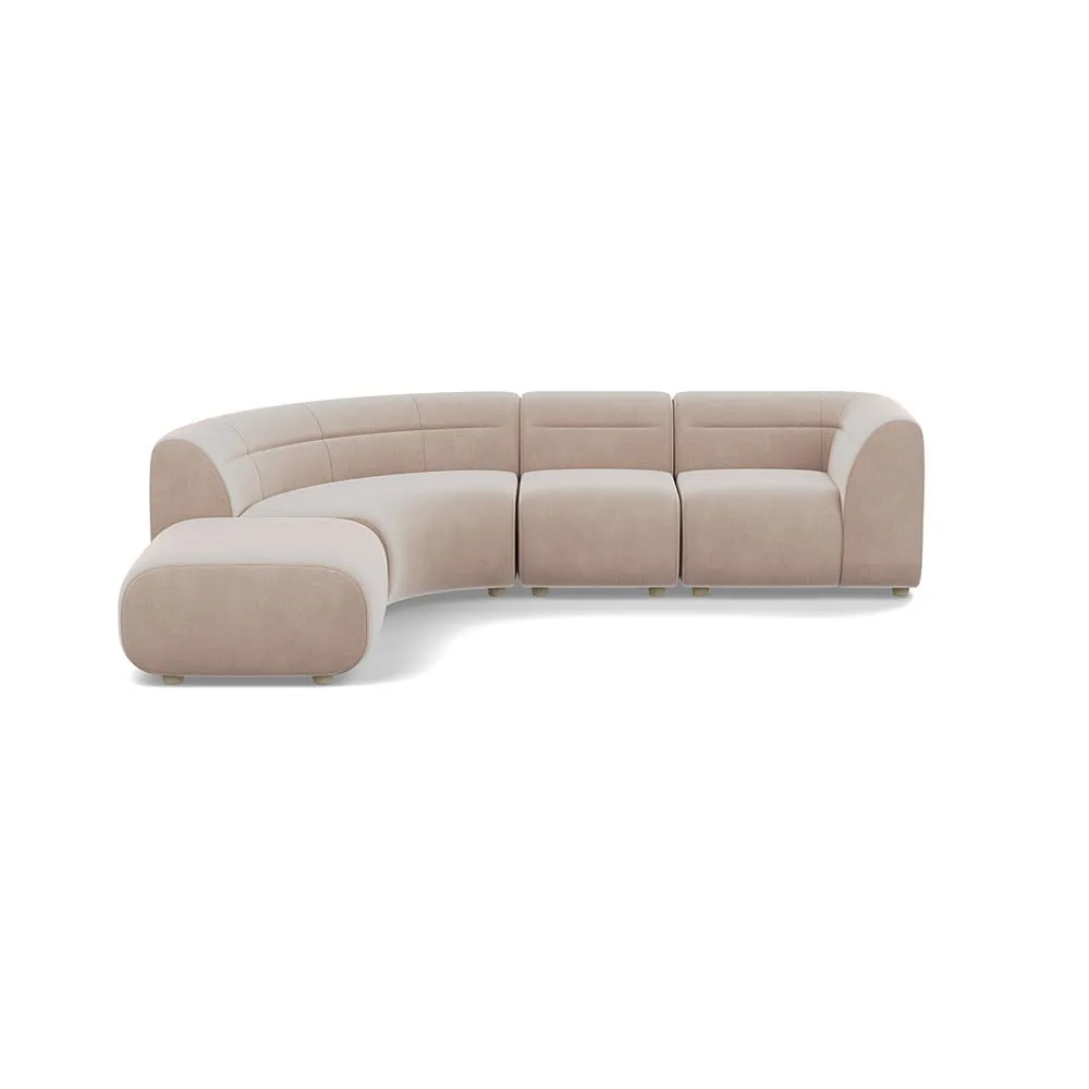 Heal's Lilli Left Hand Facing Curved Corner Sofa Smart Velvet Pebble Natural Beech Feet