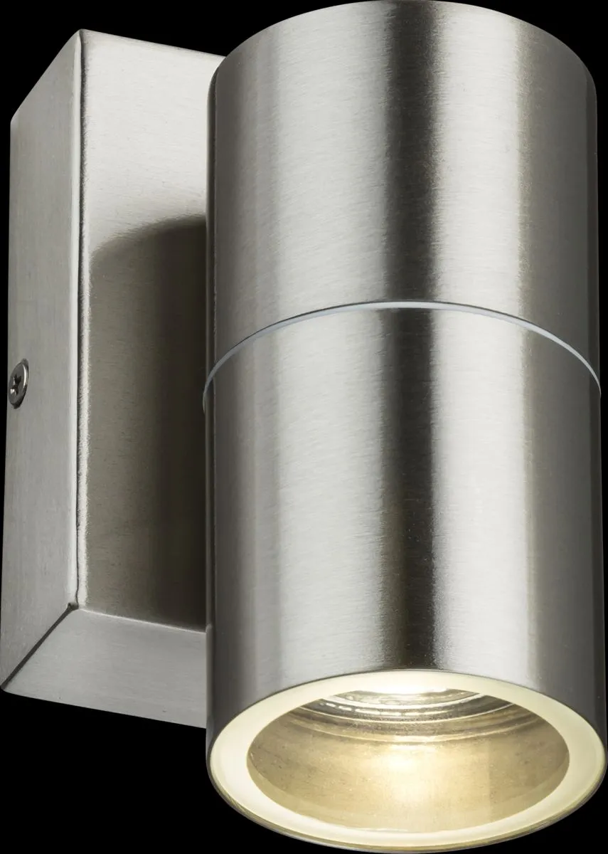 Netlighting GU10 Fixed Single Wall Light with Photocell Sensor Brushed Chrome 230V IP54 20W in Grey