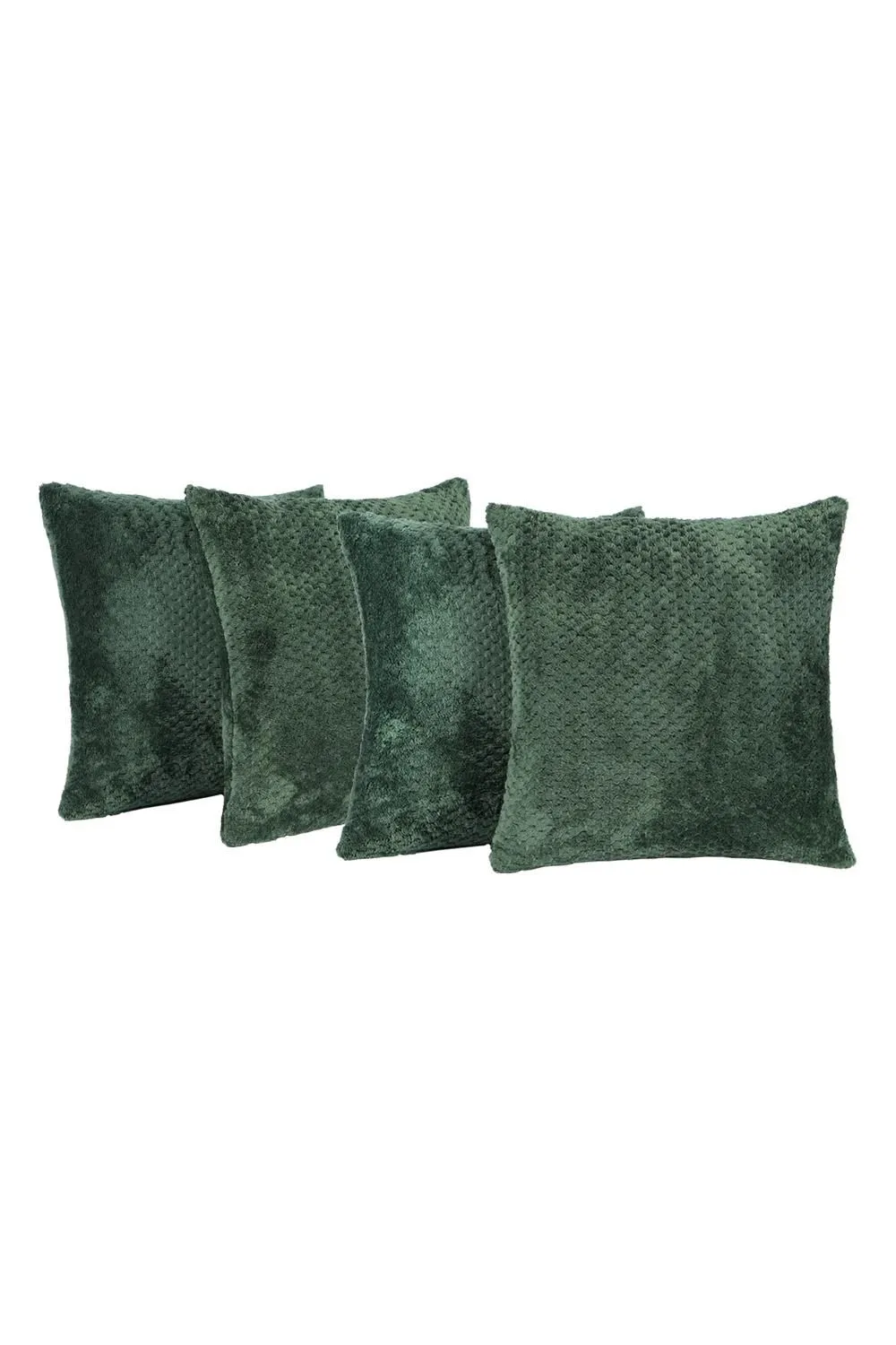 OHS 4 Pack of Waffle Fleece Square Cushion Covers in Dark Green