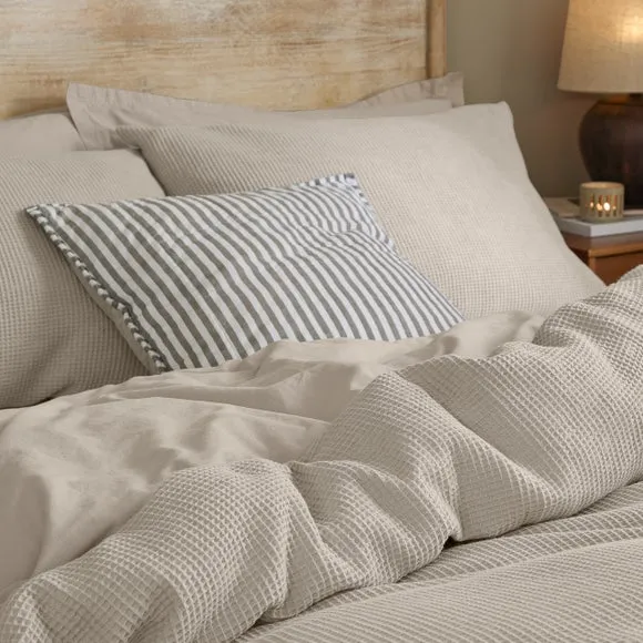 Yard Hebden Waffle 100% Cotton Duvet Cover & Pillowcase Set 2