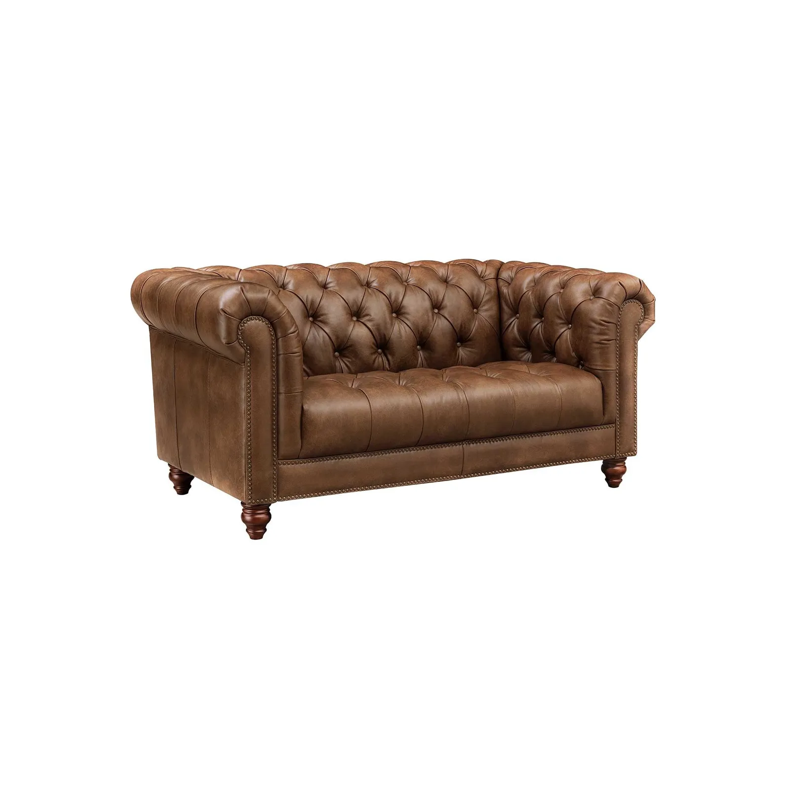Ullswater 2 Seater Chesterfield Sofa 2034 Dark Rum Fl, Brown Leather | Barker & Stonehouse 2