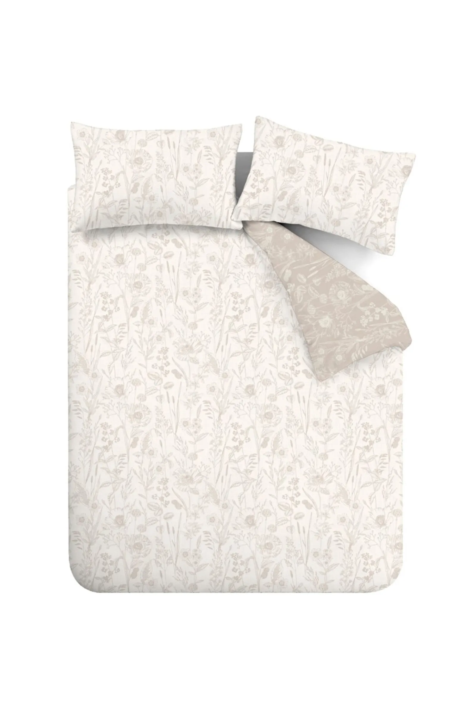 Bianca 'Brushed Cotton Floral Toile' Reversible Duvet Cover Set in Natural 5