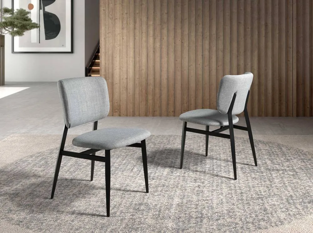 Angel Cerda Light Grey Fabric Dining Chair with Black Steel Legs 3