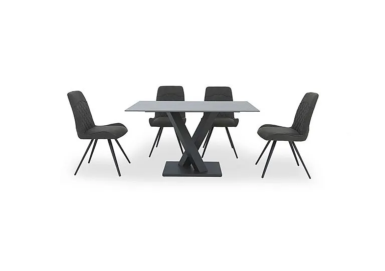 Warrior Grey Compact Fixed Dining Table with 4 Standard Chairs - Grey