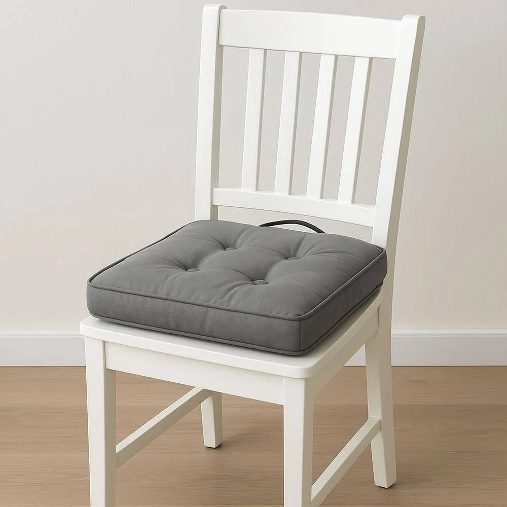 Homes-Linen Booster Seat Cushion Pad 45x45cm Thick Cotton Filled Chair Cushion in Grey