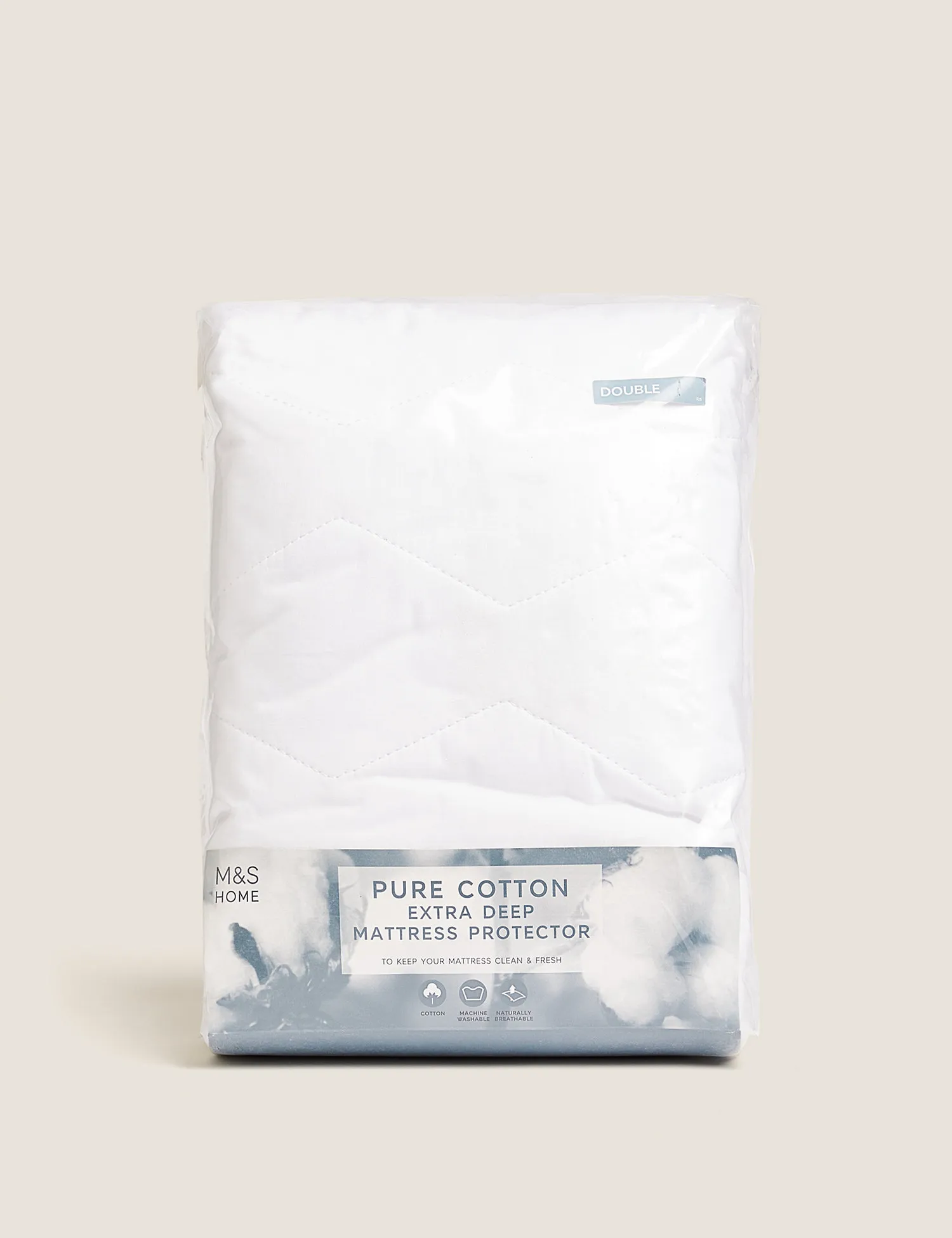 M&S Pure Cotton Extra Deep Mattress Protector White
