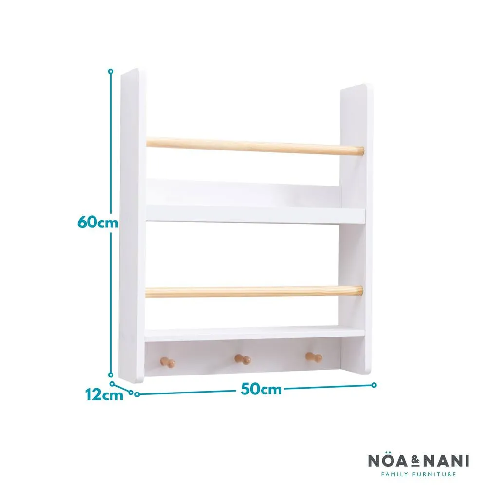 Nöa and Nani Elene Display 2 Tier Shelf Bookcase Wall Mounted & Coathook in White 5
