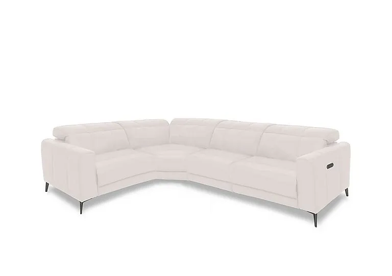 Ezra Leather Power Recliner Left Hand Facing Corner Sofa with Power Headrests - Cotton