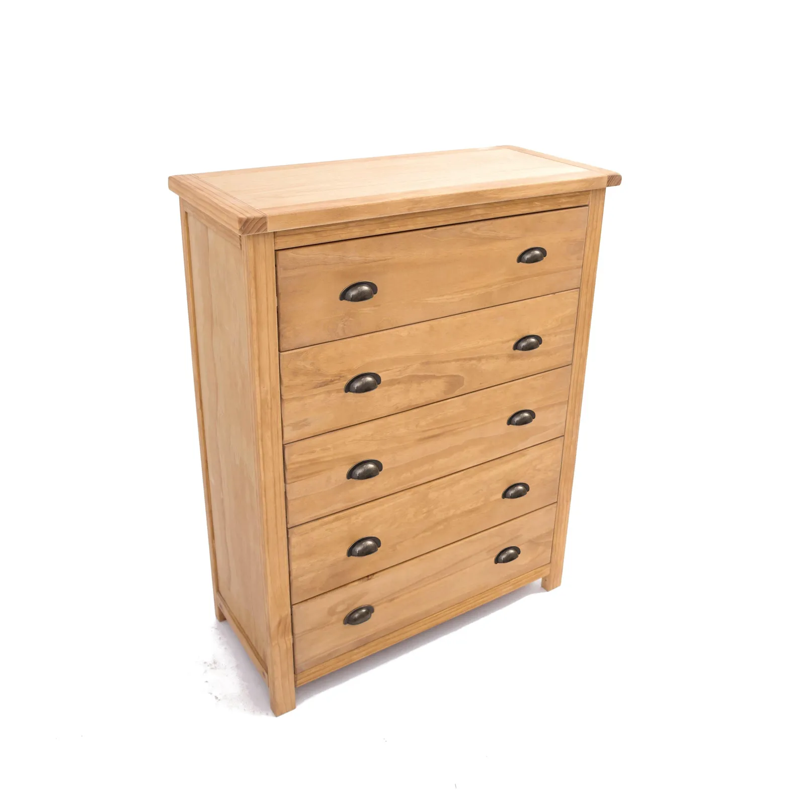 Cabinet Bits Lugo 5 Drawer Chest of Drawers Brass Cup Handle in Light Brown 3