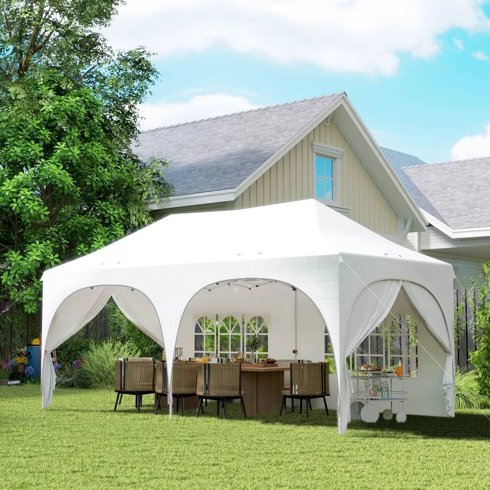 OUTSUNNY 3 x 6m Pop Up Gazebo with Sides, Peak Top Garden Party Tent Marquee 2