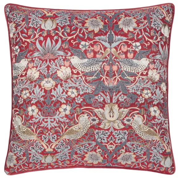 Morris & Co. Strawberry Thief Jacquard Square Cushion 3