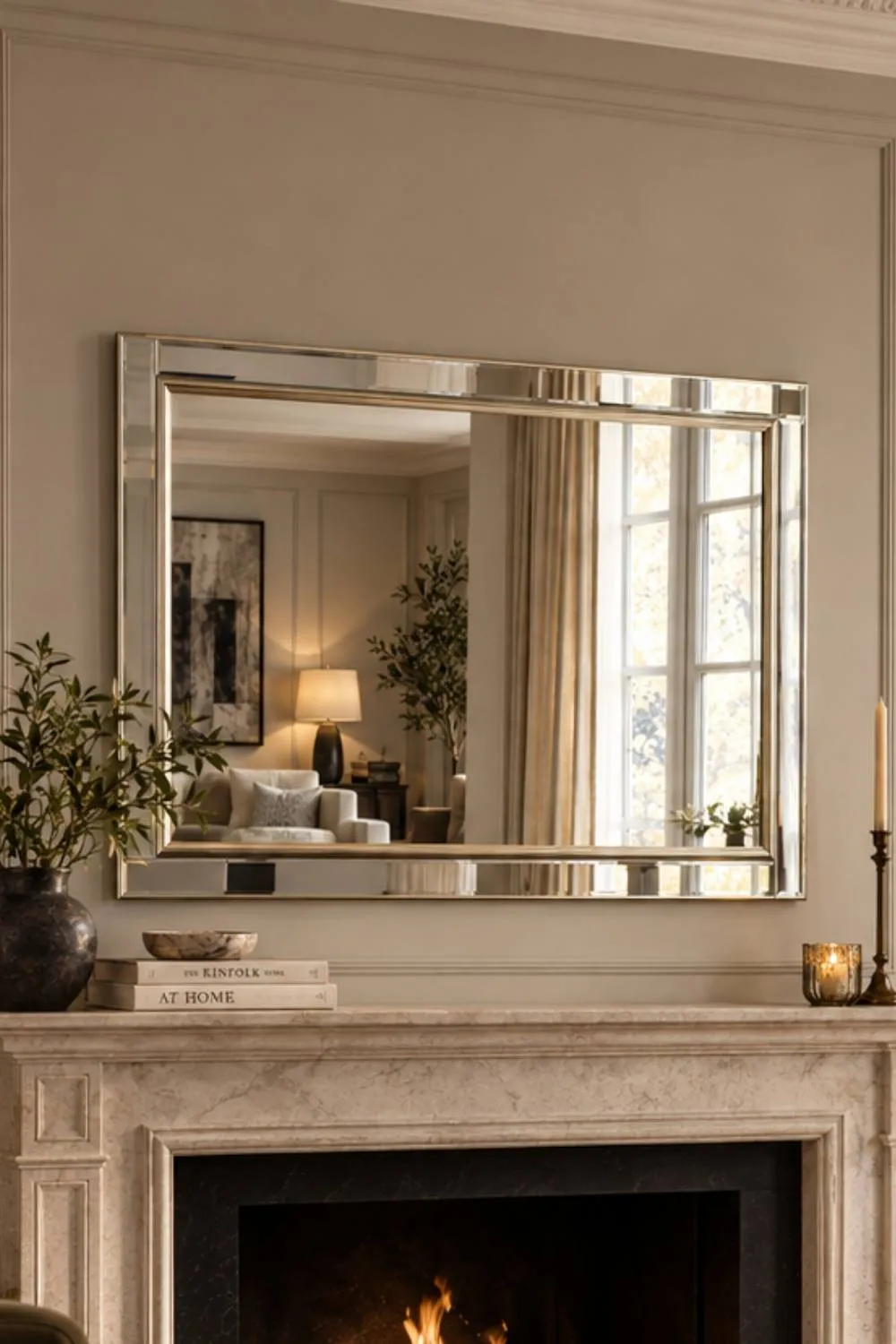 Yearn Mirrors Yearn Champagne Edge Versatile Bevelled Mirror 91.4x66.4cm, Silver