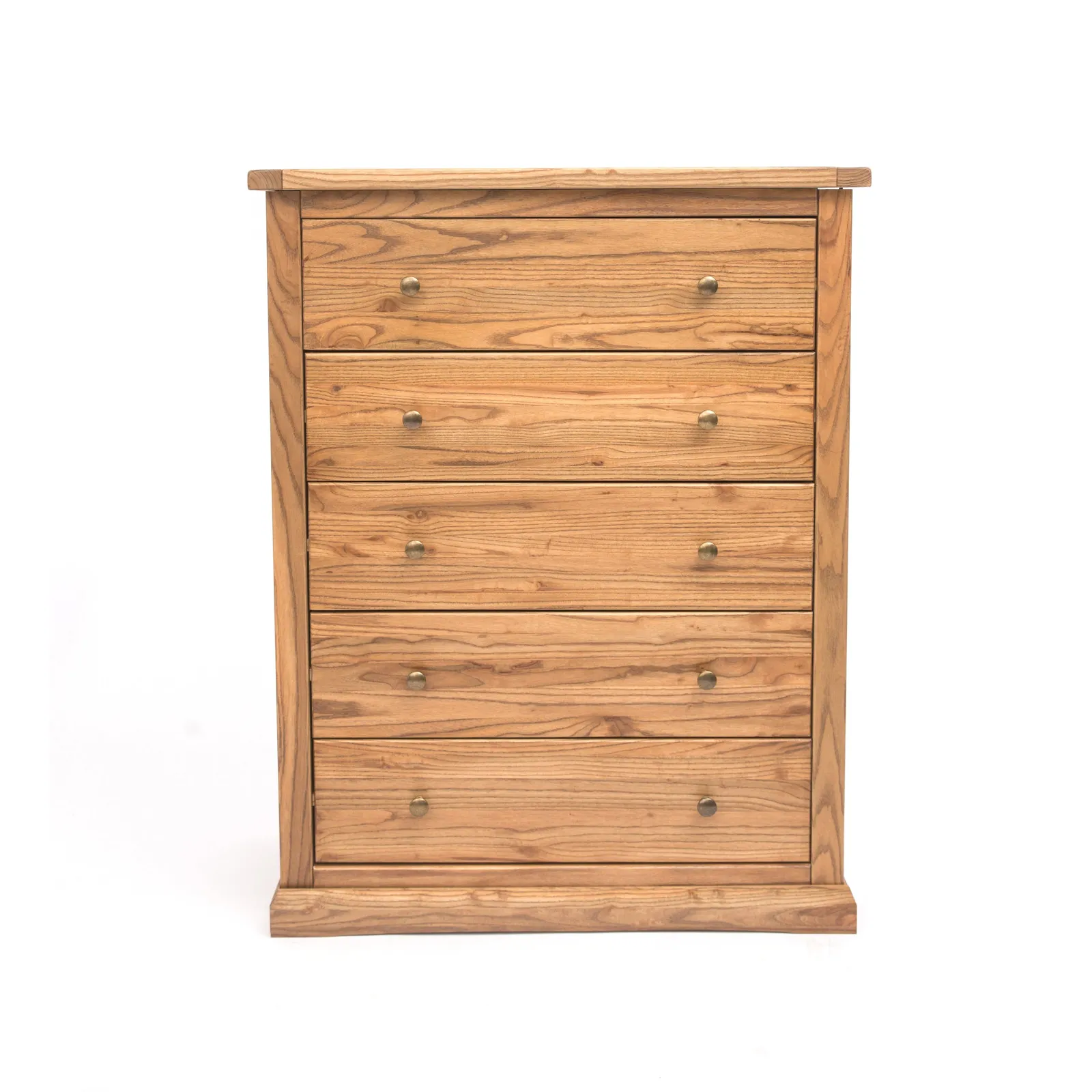 Cabinet Bits Salerno 5 Drawer Chest of Drawers Brass Knob in Natural