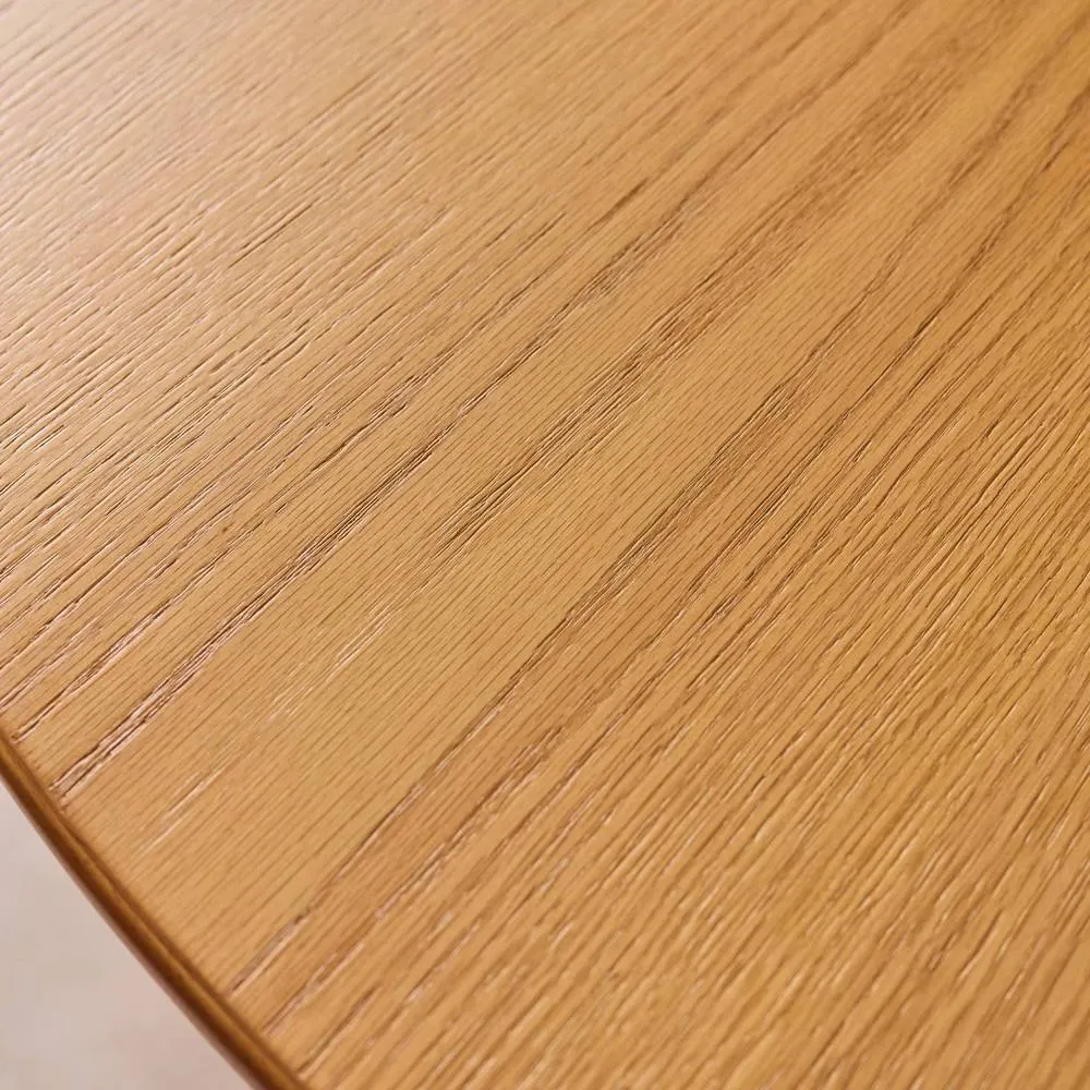 sweeek Round rubberwood dining table & oak veneer 4 seats in Beige 5
