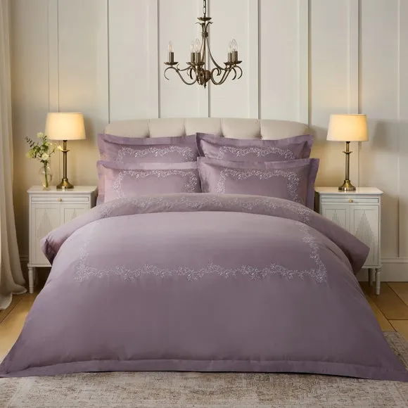 Dorma Camerelle Embroidery 100% Cotton Sateen Duvet Cover & Pillowcase Set