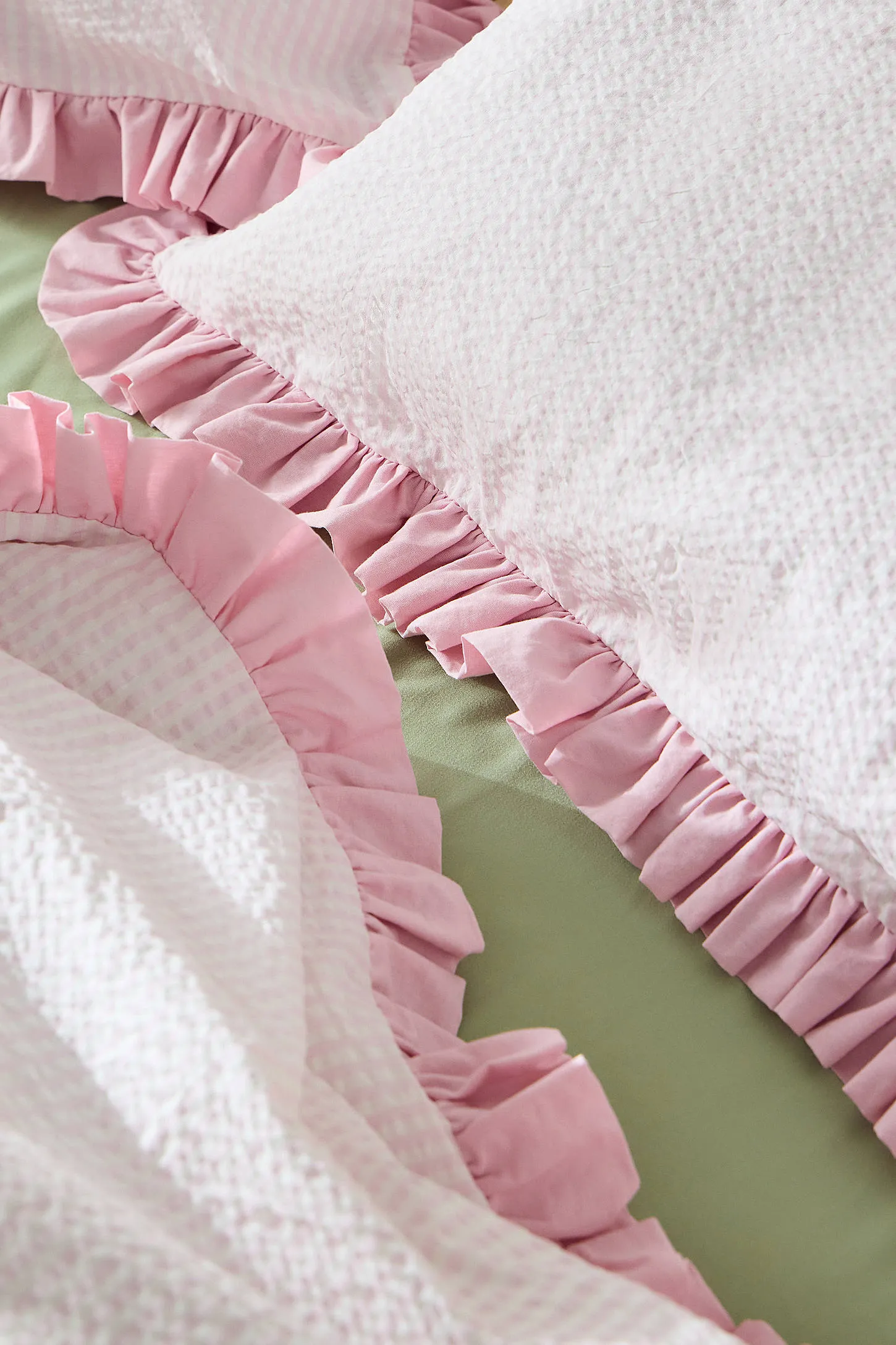 Pink Stripe Seersucker Duvet Set - Pink 5