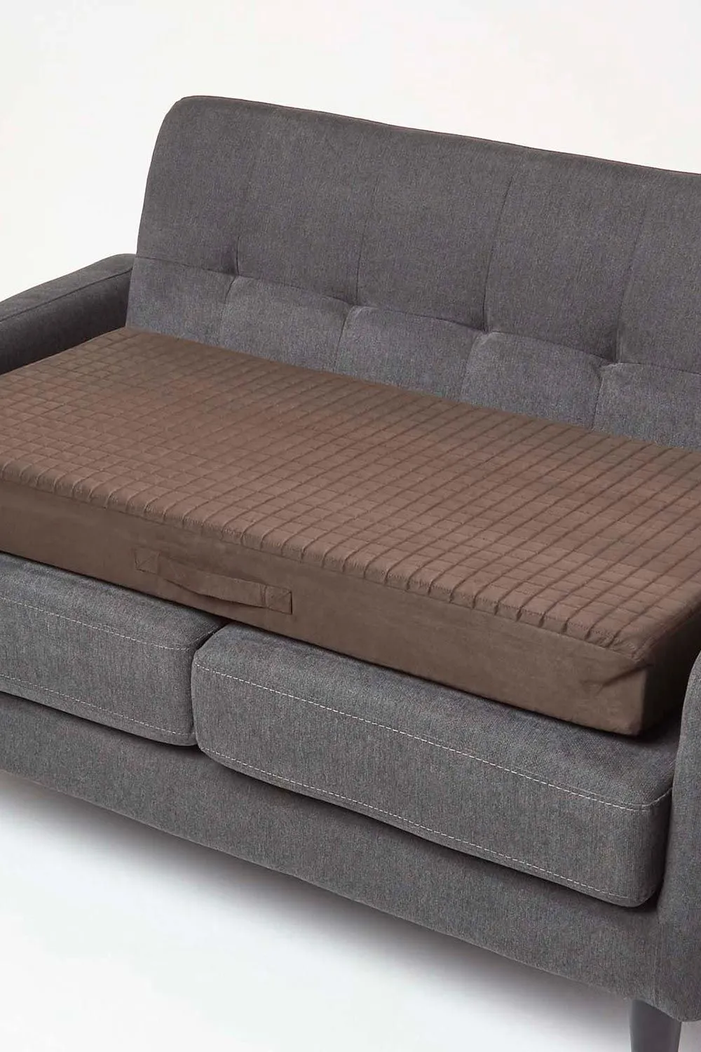 Homescapes Quilted Polyester 2 Seater Orthopaedic Booster Cushion Cover in Chocolate 2