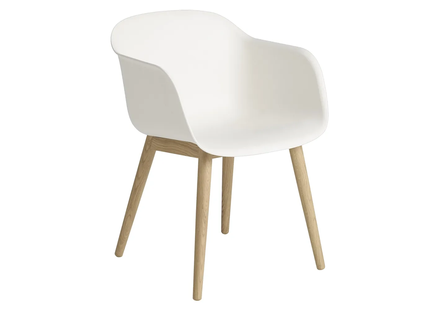 Muuto Fiber Armchair Wood Base Normal Shell Natural White/Oak 1