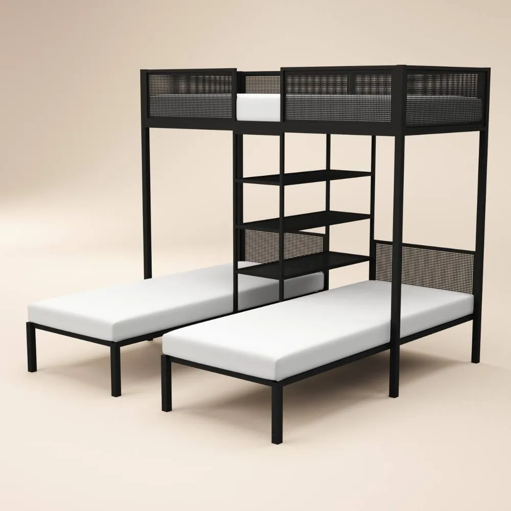 Flair Axton Metal Triple Bunk Bed Black 3
