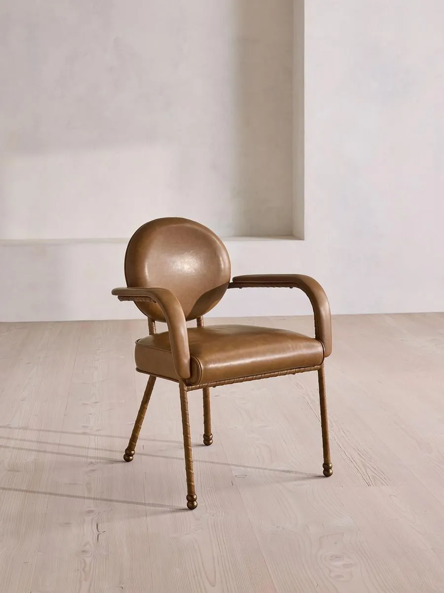 Milo Dining Armchair, Leather, Chestnut