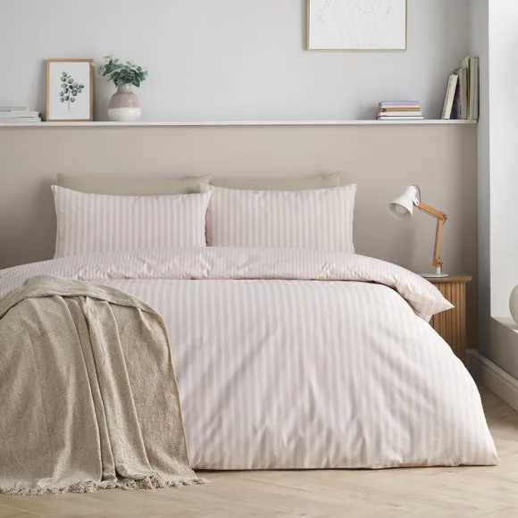 Catherine Lansfield Epping Textured Stripe Reversible Polycotton Duvet Cover & Pillowcase Set 5