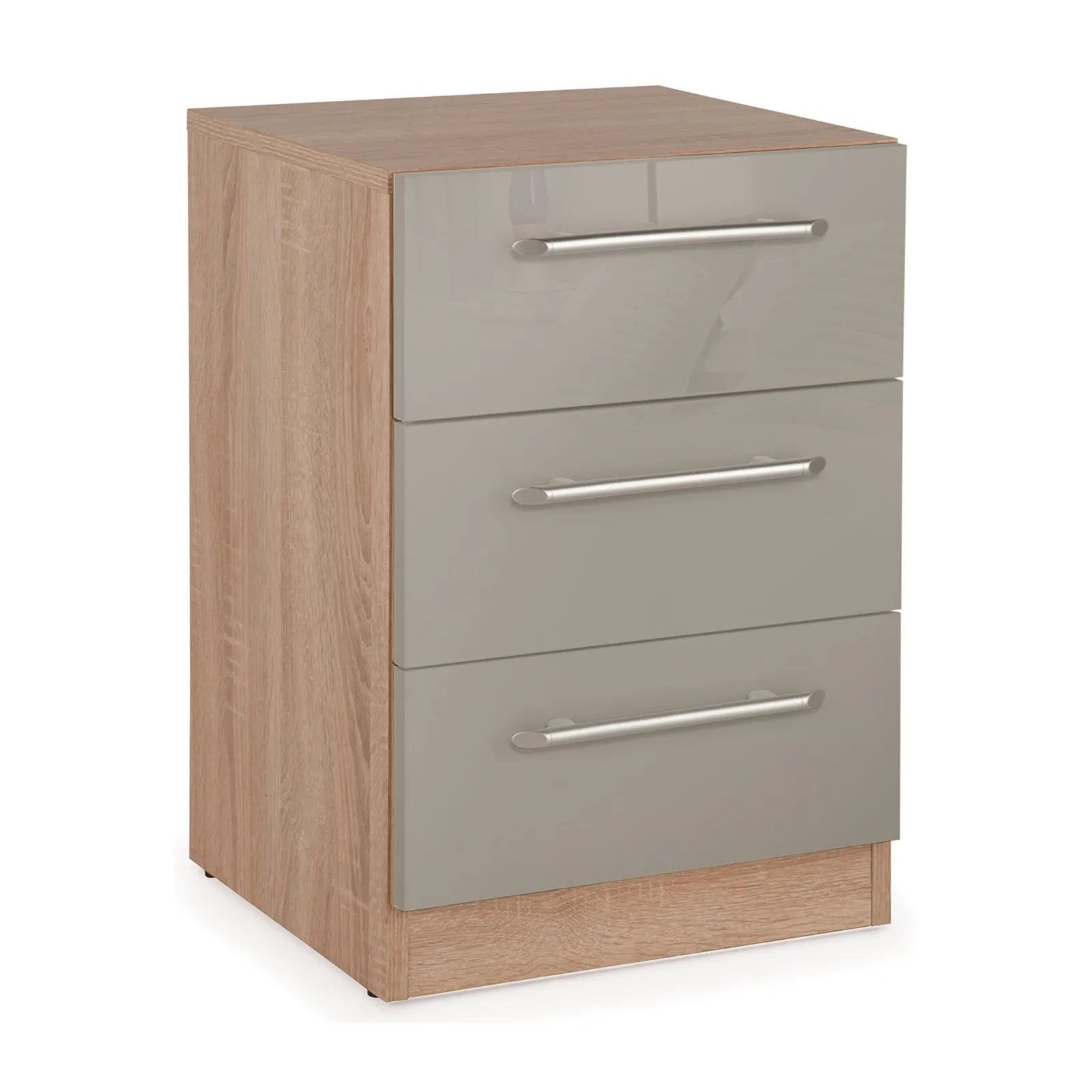 Kensington 3 Drawer Bedside Grey and Brown