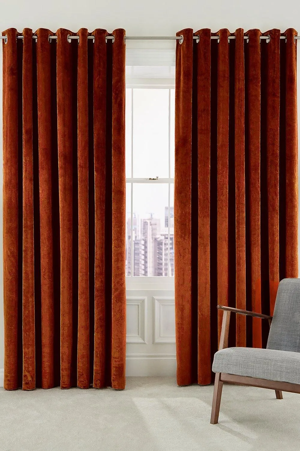 Helena Springfield 'Escala' Woven Lined Curtains in Copper 1