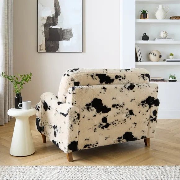 Beatrice II Cow Print Faux Fur Snuggle Chair 2