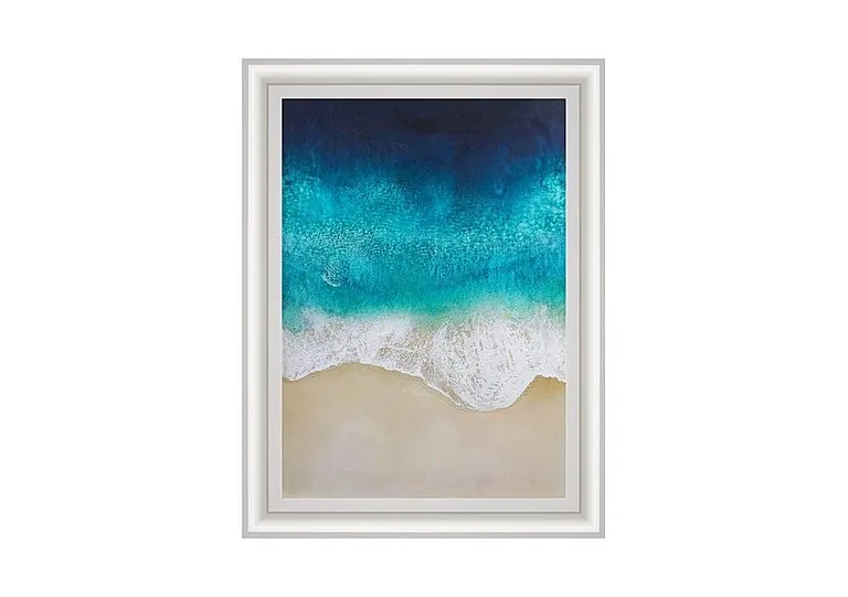 Aqua Ocean Waves 3 Framed Picture - Aqua