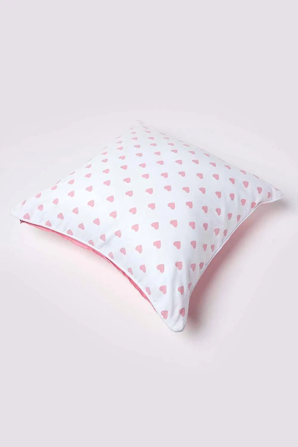 Homescapes Cotton Hearts Cushion Cover in Pink 4