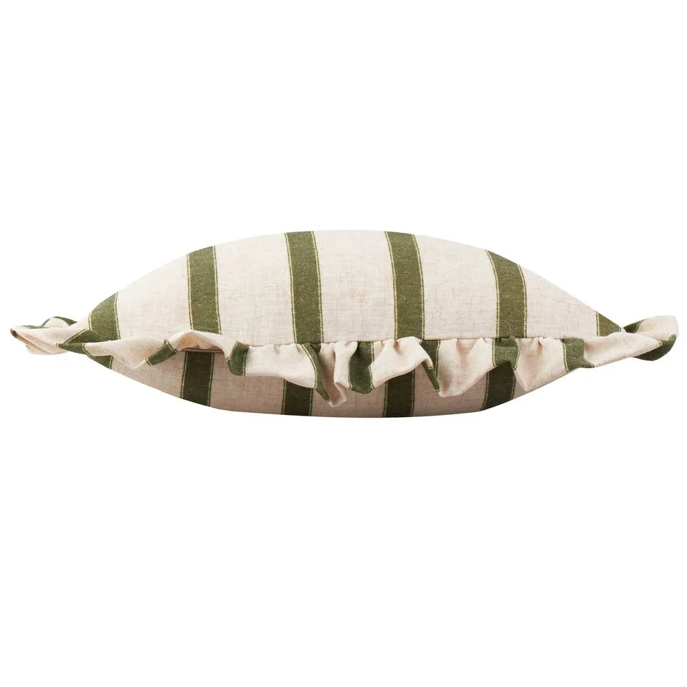 Wylder Connie Square Striped Ruffle Cushion in Green 3