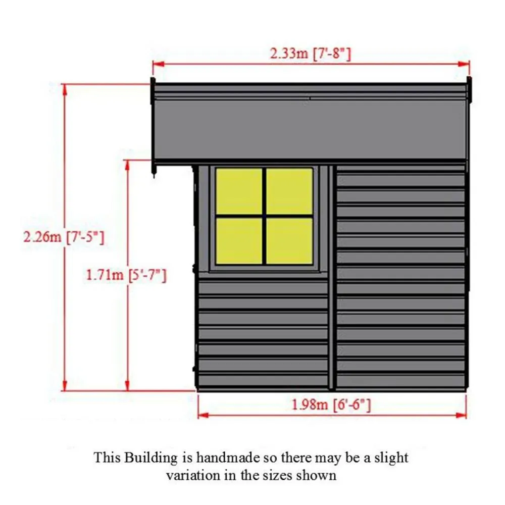 Shires Barn Double Doors Tongue & Groove Garden Shed Workshop Approx 7x7 ft in Light Tan 5
