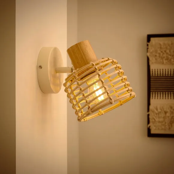Emil Rattan Adjustable Wall Light 2