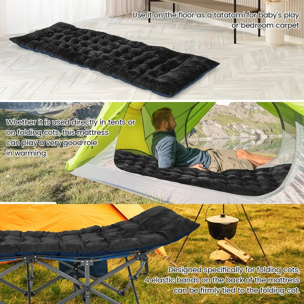 Costway 190 x 70 x 7cm Folding Lounge Chair Cushion Thickened Recliner Cushion in Grey 4